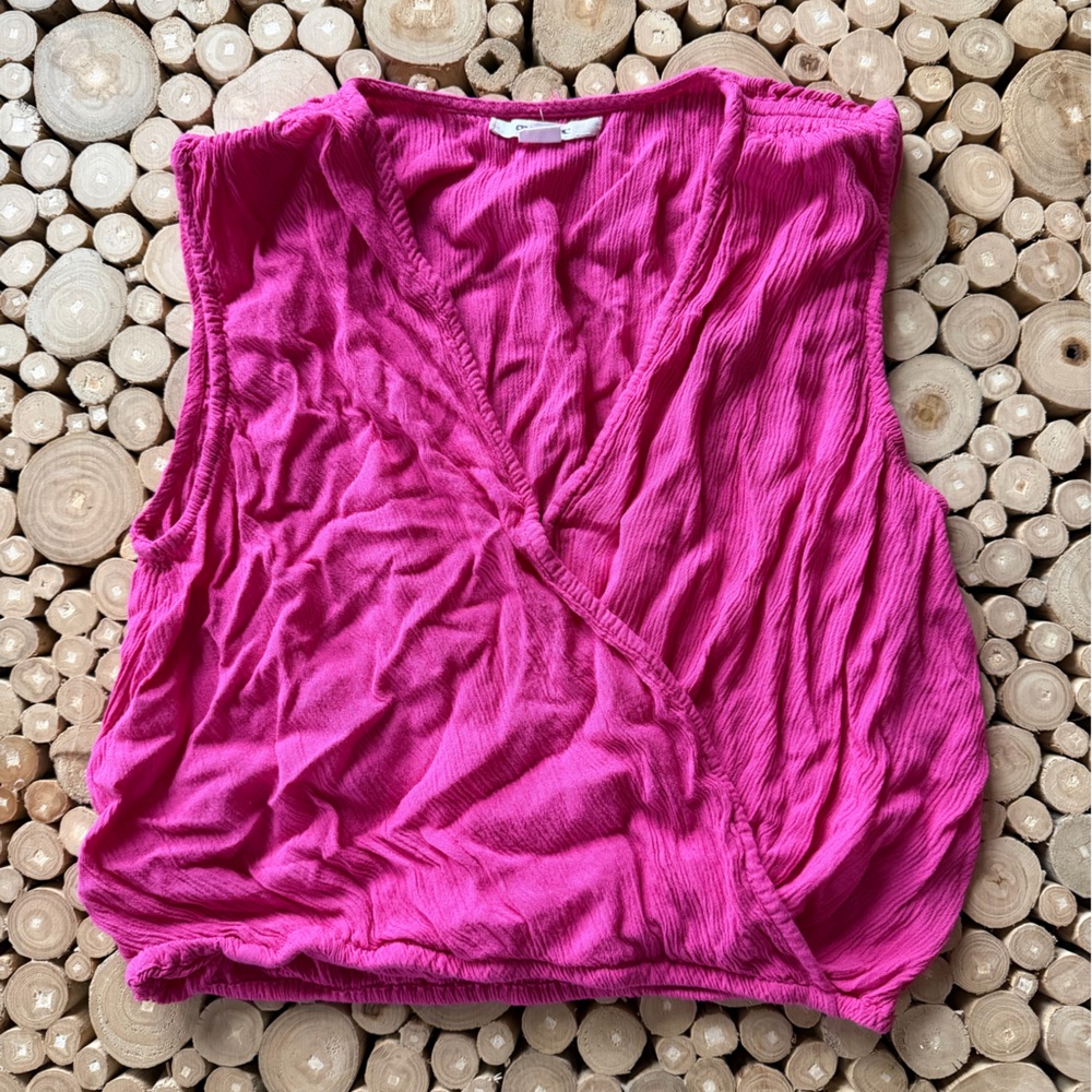 O'Neill Fuchsia Pink Sleeveless Wrap-Front Top